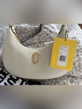 Marc Jacobs White Crescent Shoulder Bag with Gold Hardware Tags removed
